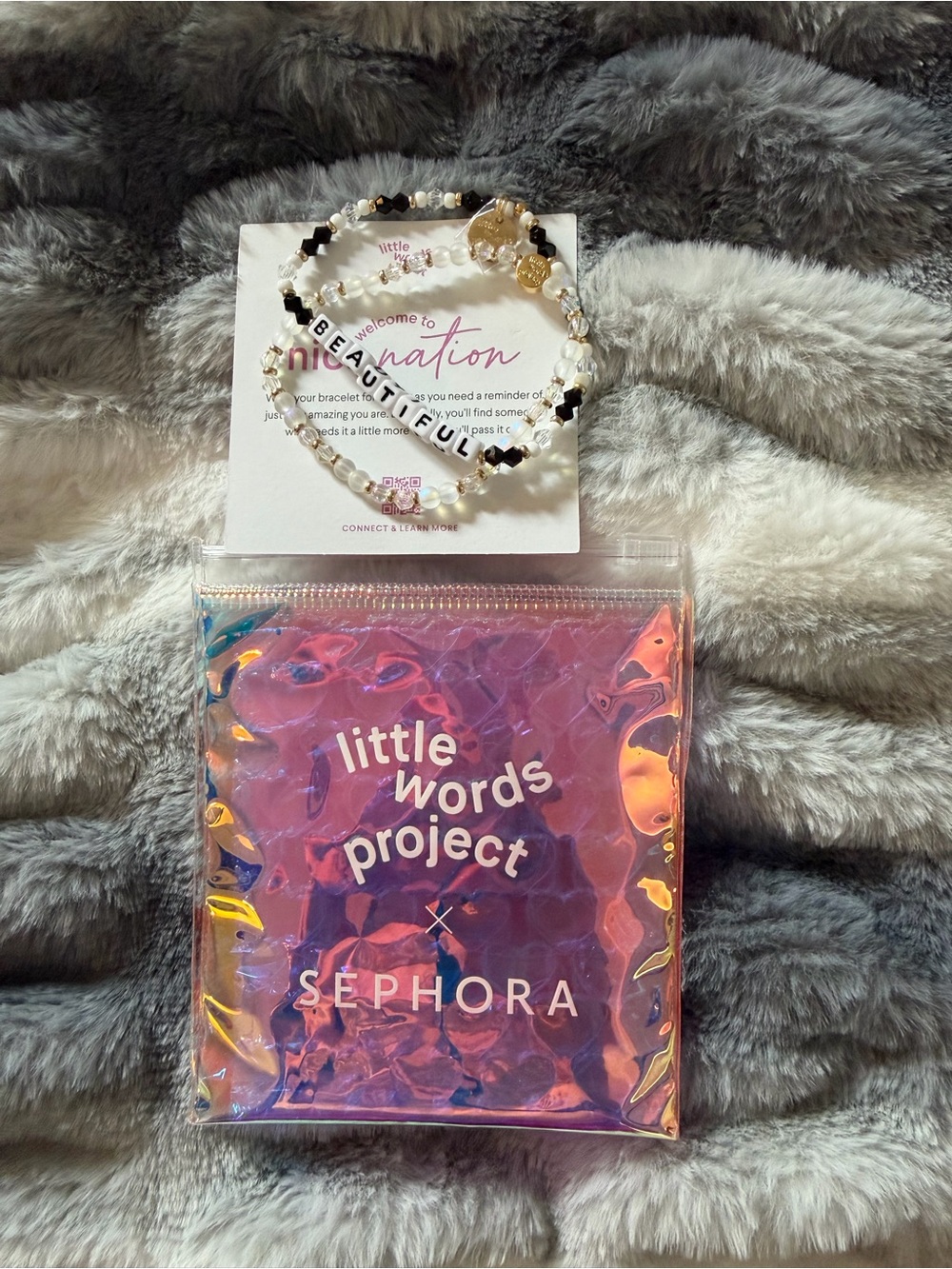 Sephora X little words project Bracelet 'BEAUTIFUL' Letter Beads